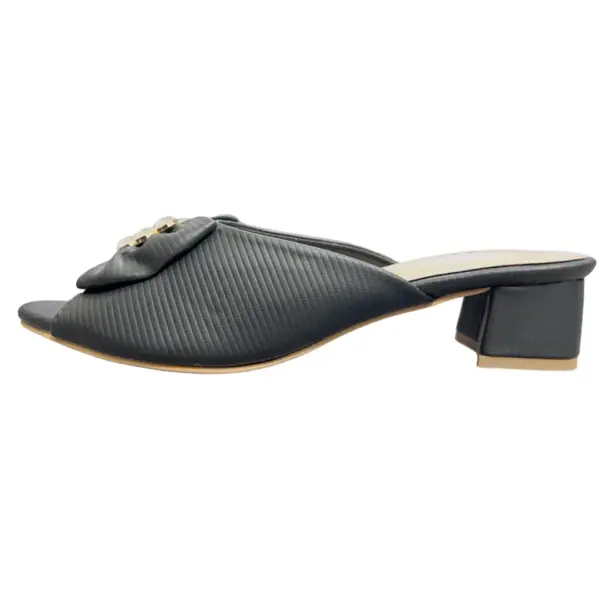 Block Heel Mule Shoe Black2